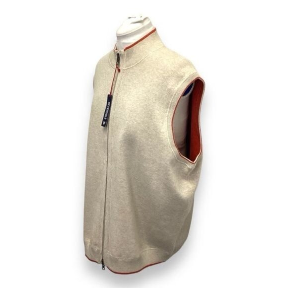 Cremieux Mens Sleeveless Full Zip Reversible Cardigan Sweater, Beige, size XXL - Picture 3 of 7